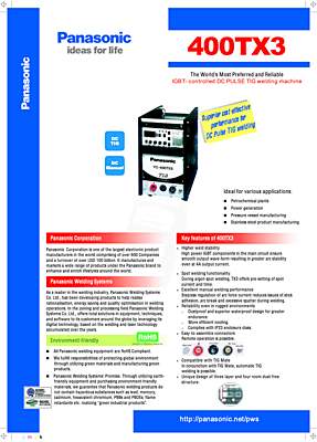 Panasonic: MIG/MAG Welding Machines; YD – 400RX1