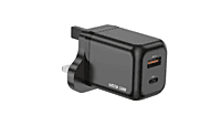 Green Lion Ultra Compact 45W GaN Wall Charger, Dual Port PD+QC Fast Charging, UK 3-Pin Plug – Black