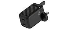 Green Lion Ultra Compact 45W GaN Dual USB-C Wall Charger, PD 3.0 , Portable UK Plug – Black