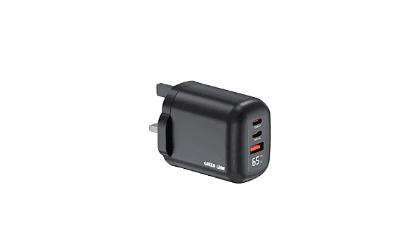 Green Lion Q-Series 65W GaN Fast Wall Charger, 3-Port (2x USB-C + 1x USB-A) PD & UK 3-Pin Plug