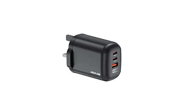 Green Lion Q-Series 100W GaN Fast Wall Charger, 3-Port (2x USB-C + 1x USB-A) PD UK 3-Pin Plug