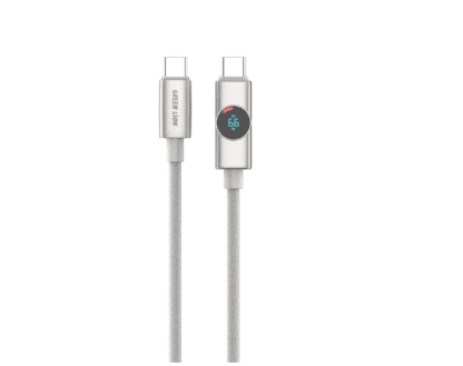 Green Lion Volt Display Nylon Braided 1M Cable USB-C to USB- C PD 100W
