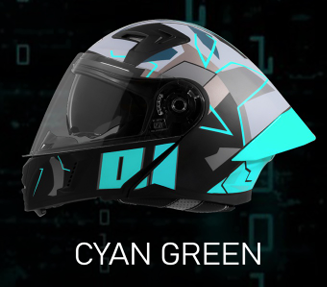 STEELBIRD SBA-20 ISS NUMEROLOGY 01 GLOSSY BLACK/C.GREEN C/V 600 MM WITH EXTRA SMOKE VISOR,C.GREEN SPOILER