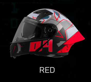 STEELBIRD SBA-20 ISS NUMEROLOGY 04 GLOSSY BLACK/RED C/V 600 MM WITH EXTRA SMOKE VISOR