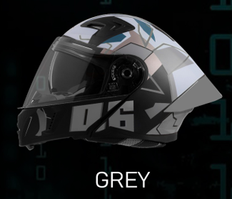 STEELBIRD SBA-20 ISS NUMEROLOGY 06 GLOSSY BLACK/GREY C/V 580 MM WITH EXTRA SMOKE VISOR
