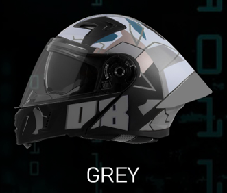 STEELBIRD SBA-20 ISS NUMEROLOGY 08 GLOSSY BLACK/GREY C/V 580 MM WITH EXTRA SMOKE VISOR