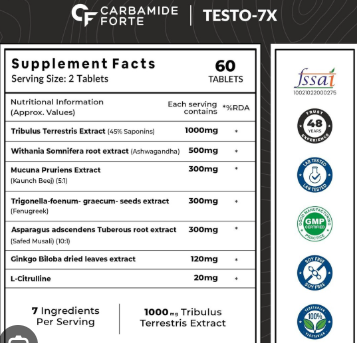 Carbamide Forte Testo-7X 60 Tabs | محفز تستوستيرون تيستو 7 اكس Carbamide Forte Testo-7X 60 Tabs | محفز تستوستيرون تيستو 7 اكس