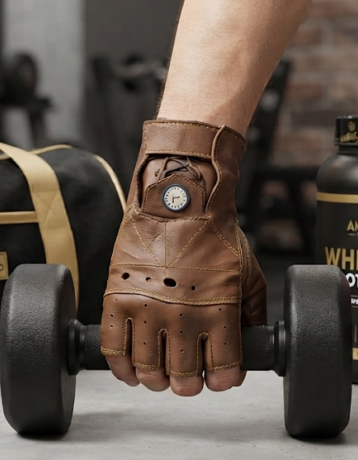 Generic Leather Gym Gloves | إكسسوارات رياضية كفوف جلد خفيفة-Mixed Sizes عشوائي
