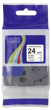 AICON LABEL TAPE TZC-251 BK/WH 24MM FOR BROTHER TZE-251