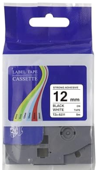AICON LABEL TAPE C-TZe-231 BK/WH 12MM FOR BROTHER