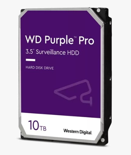 10TB Western Digital Purple Pro surveillance hard drive for 24/7 video storage and security systems