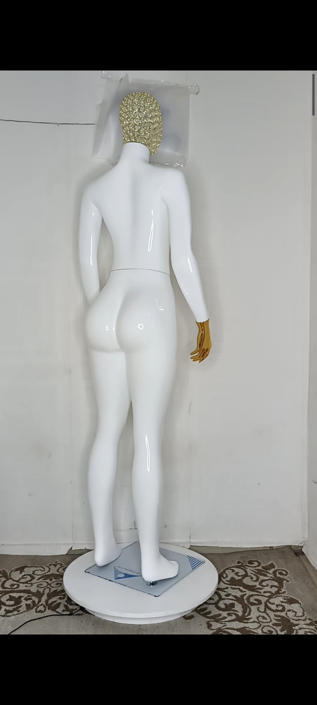 Female Mannequin with Diamond Stones Wire Mesh Net Head- Size 12