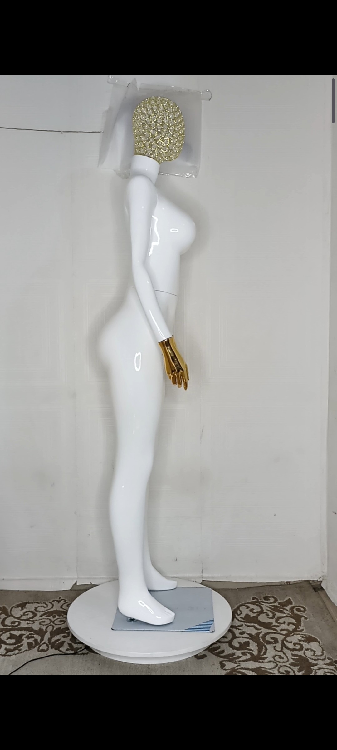 Female Mannequin with Diamond Stones Wire Mesh Net Head- Size 12