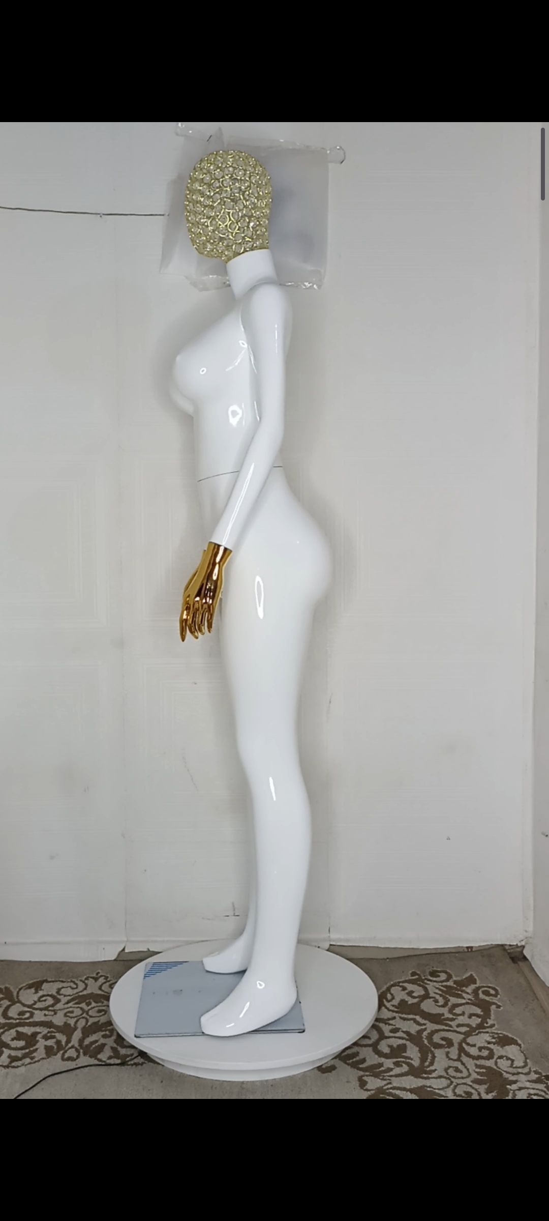 Female Mannequin with Diamond Stones Wire Mesh Net Head- Size 12