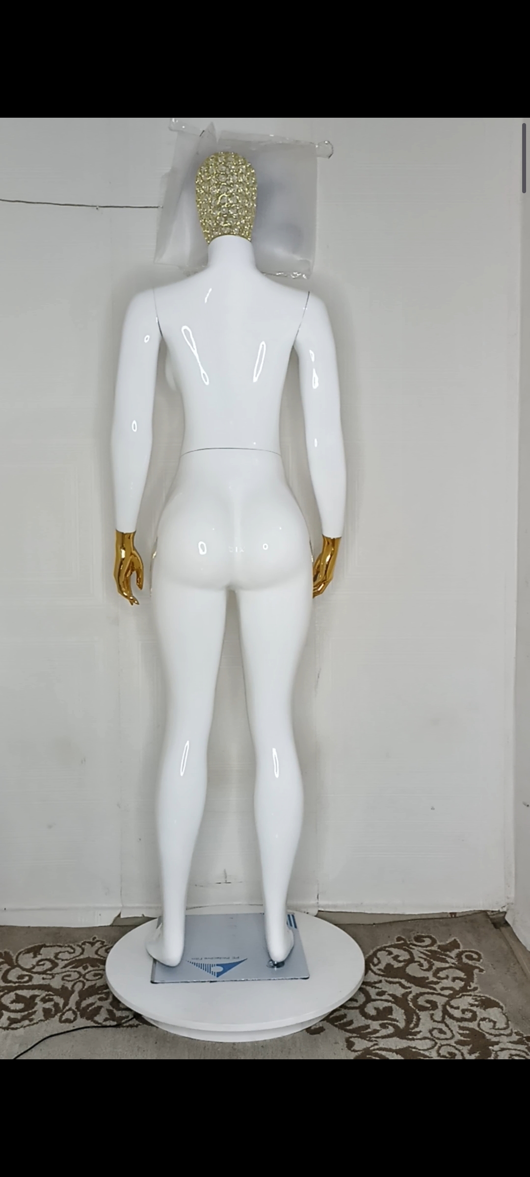 Female Mannequin with Diamond Stones Wire Mesh Net Head- Size 12