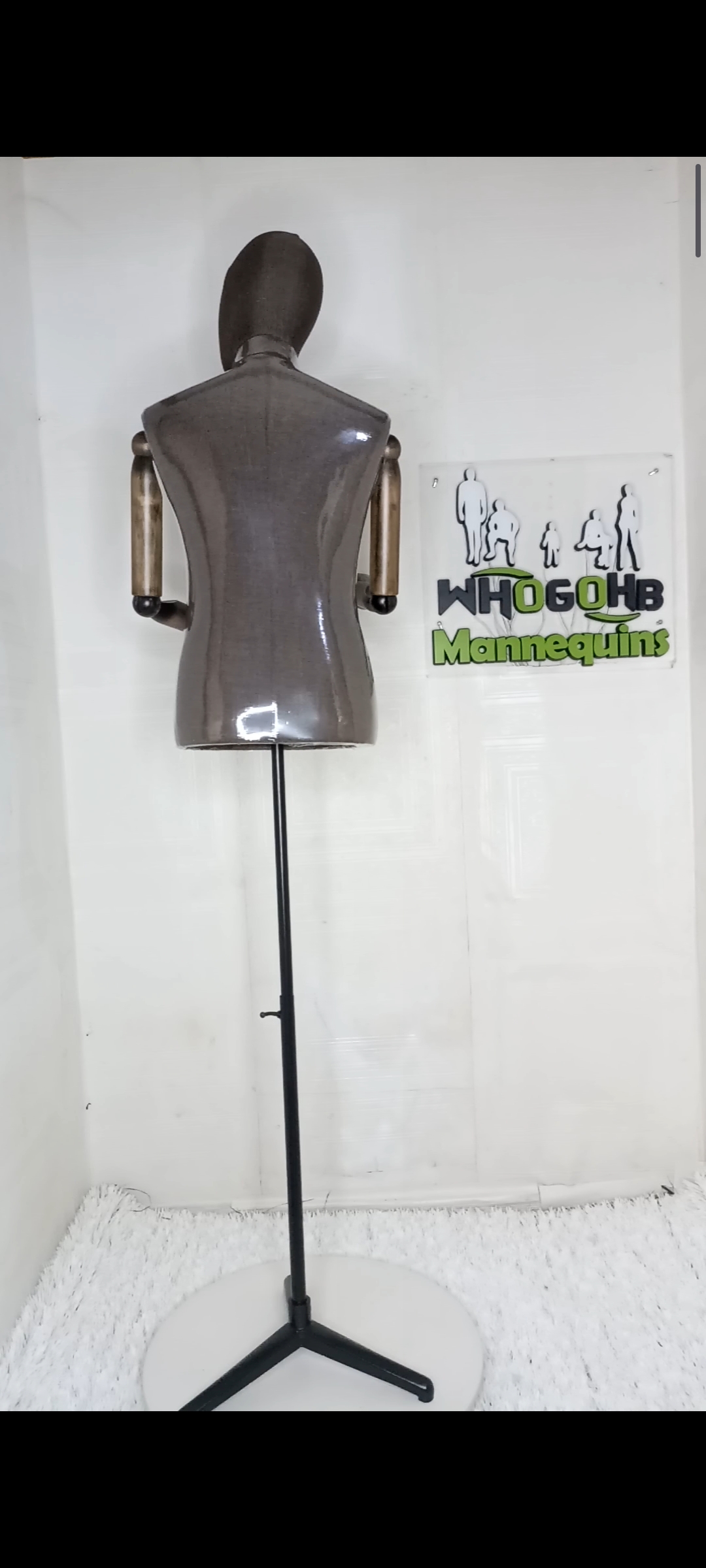 Tom Half Body Male Dressform Mannequin with wooden skeleton hands and Detachable Head