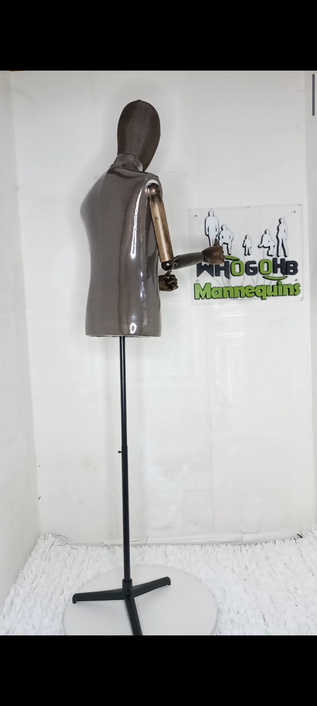 Tom Half Body Male Dressform Mannequin with wooden skeleton hands and Detachable Head