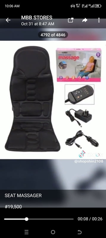 ROBOTIC CUSHION SEAT MASSAGER FOR HOME AND CAR USE