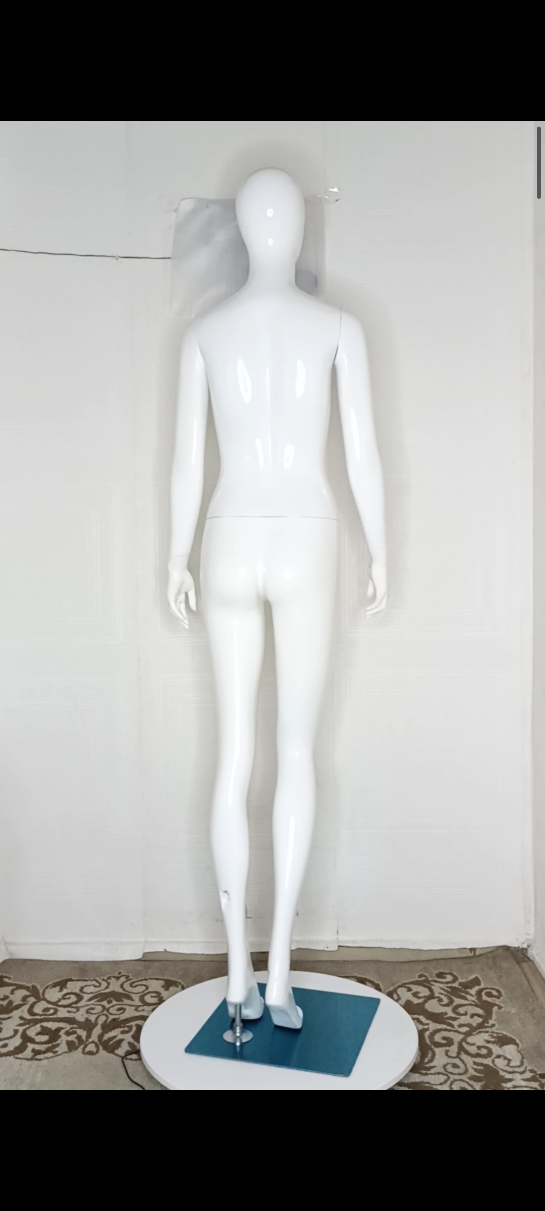 Tall Female Glossy White Fibreglass Mannequin Egghead Size 8 Straight hands Posture