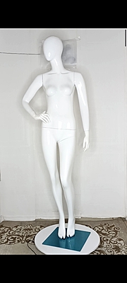 Female Size 8 Fibreglass Egghead Faceless Mannequin Hand on Waist Posture