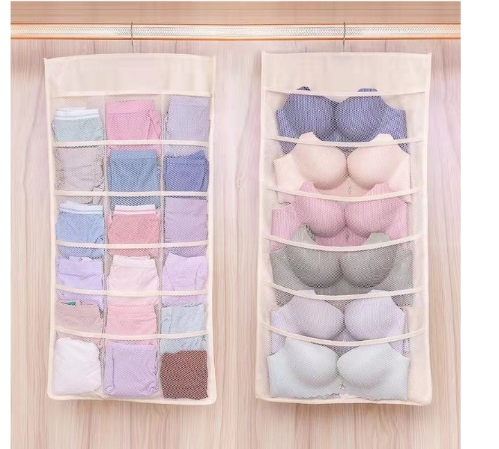 DOUBLE SIDED UNDERWEARS AND SOCK STORAGE BAGCLOTHES HANGING BAG - 24 STORAGE SPACES