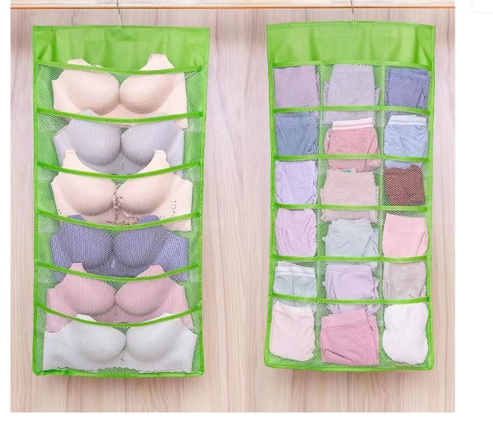 DOUBLE SIDED UNDERWEARS AND SOCK STORAGE BAGCLOTHES HANGING BAG - 24 STORAGE SPACES