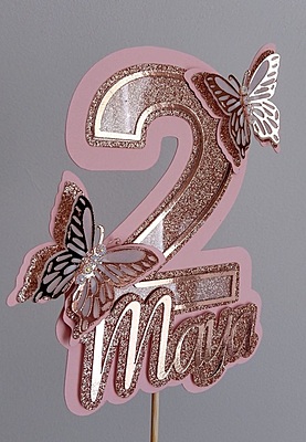 Personalized Butterfly Age Cake Topper
