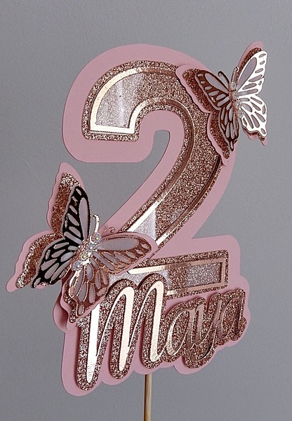 Personalized Butterfly Age Cake Topper
