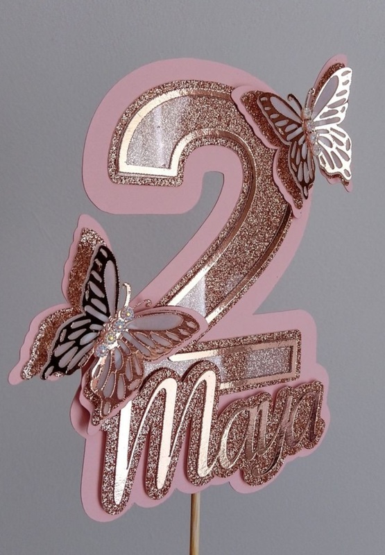Personalized Butterfly Age Cake Topper
