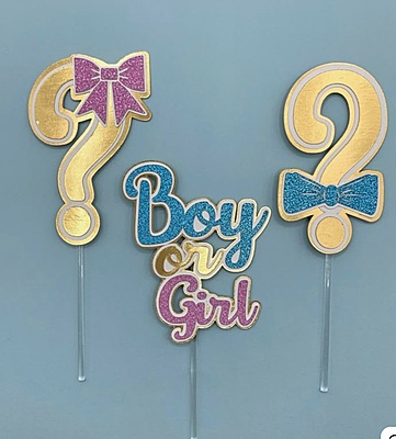 Gender Reveal Cake Topper Set – Boy or Girl