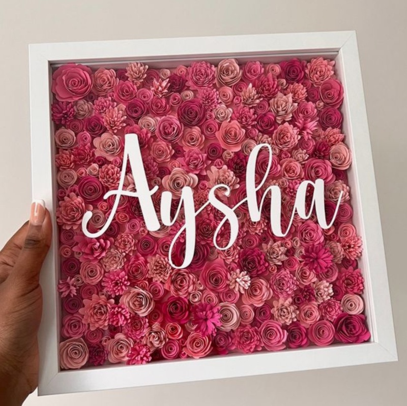 Floral Name Display Shadow Box