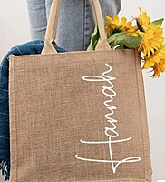 Jute Tote Bag (Vertical Name)