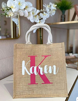 Classic Initial Jute Tote Bag