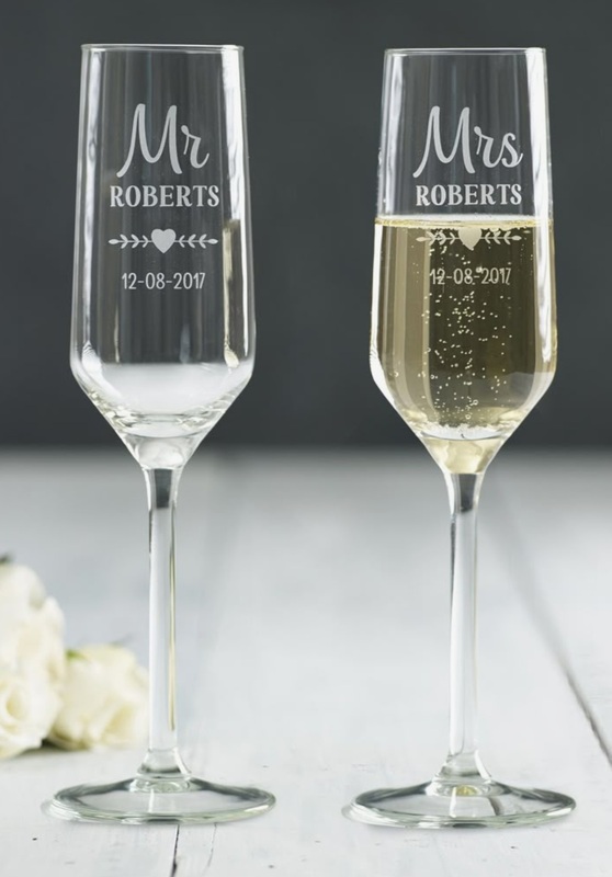 Engraved Champagne Glass Set