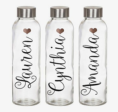 Engraved Glass Water Bottle