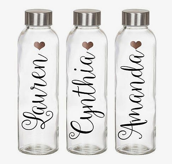 Engraved Glass Water Bottle