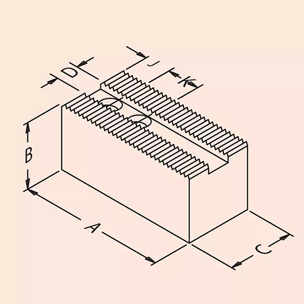 200mm Soft Jaw Metric 14mm Slot B=80