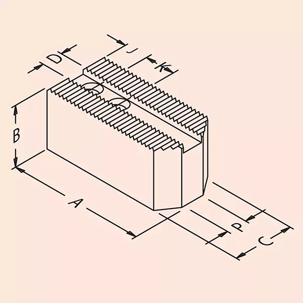 200mm Soft Jaw Pointed Metric 14mm slot B=35