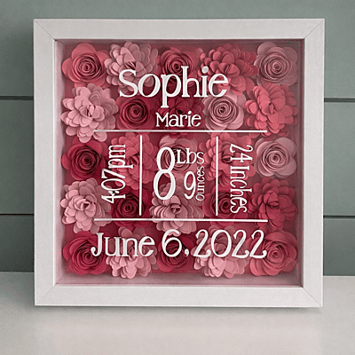 Floral Birth Memory Shadow Box