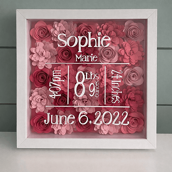 Floral Birth Memory Shadow Box