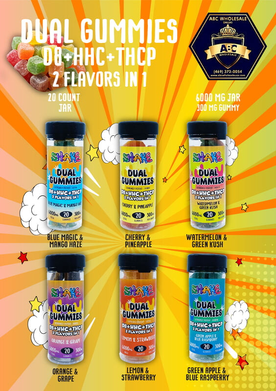 SHAKE D8+HHC+THCP DUAL GUMMIES | 20PCS | 300MG GUMMY | 6000MG TOTAL