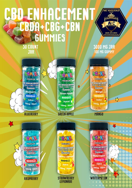 SHAKE CBD ENHANCEMENT CBDA+CBG+CBN GUMMIES | 20PCS | 100MG GUMMY | 2000MG TOTAL