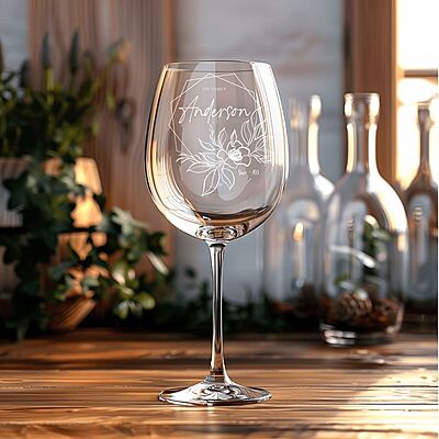 Engraved Wine Glass with Coaster Set