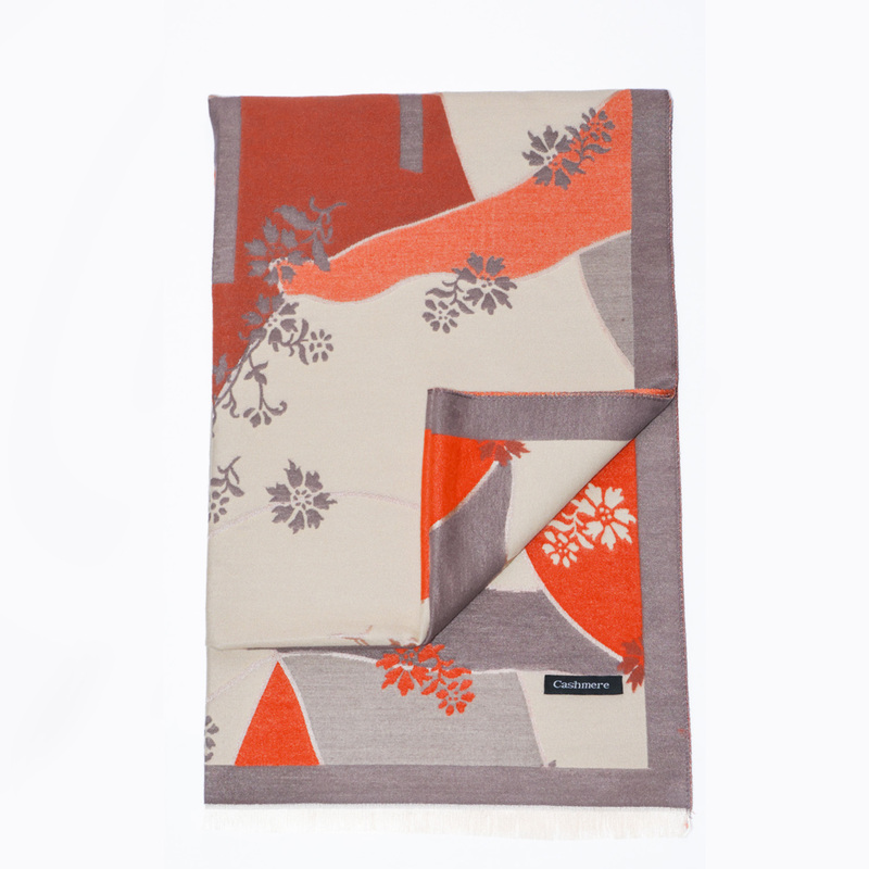 Shawl Cashmere Orange Floral