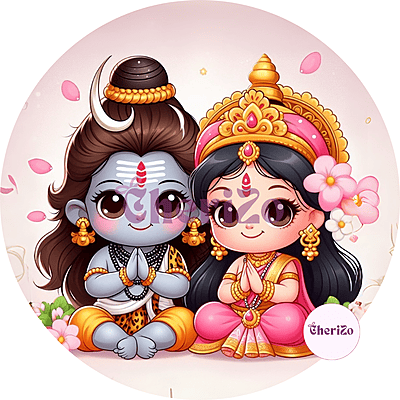 Shiv-Parvati Goddess Idols Stickers | Decorative Spiritual Stickers for DIY Arts & Crafts, Resin Stands, Dashboards, Pooja Rooms, Wall Hangings & Festive Decors