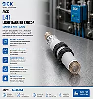 Sick Light Barrier Sensor L41 / Sender / M18 / Axial (Plastic)