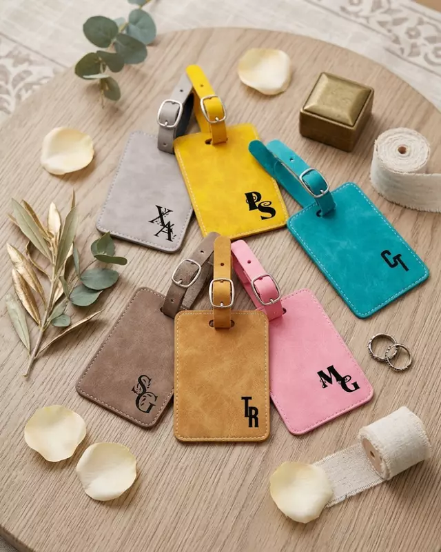 Signature Collection personalized luggage tag featuring custom faux leather travel accessory.