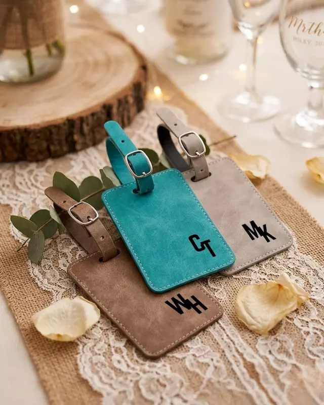 Signature Collection personalized luggage tag featuring custom faux leather travel accessory.