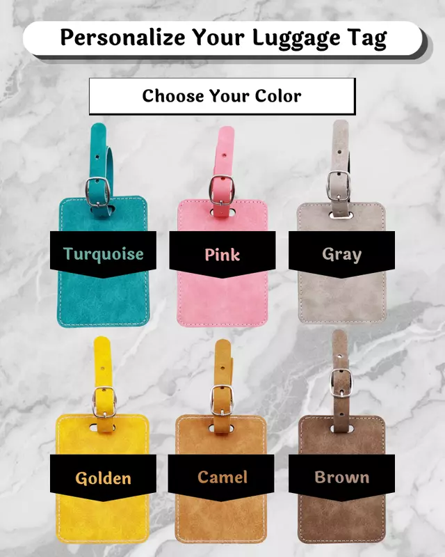 Signature Collection personalized luggage tag featuring custom faux leather travel accessory.