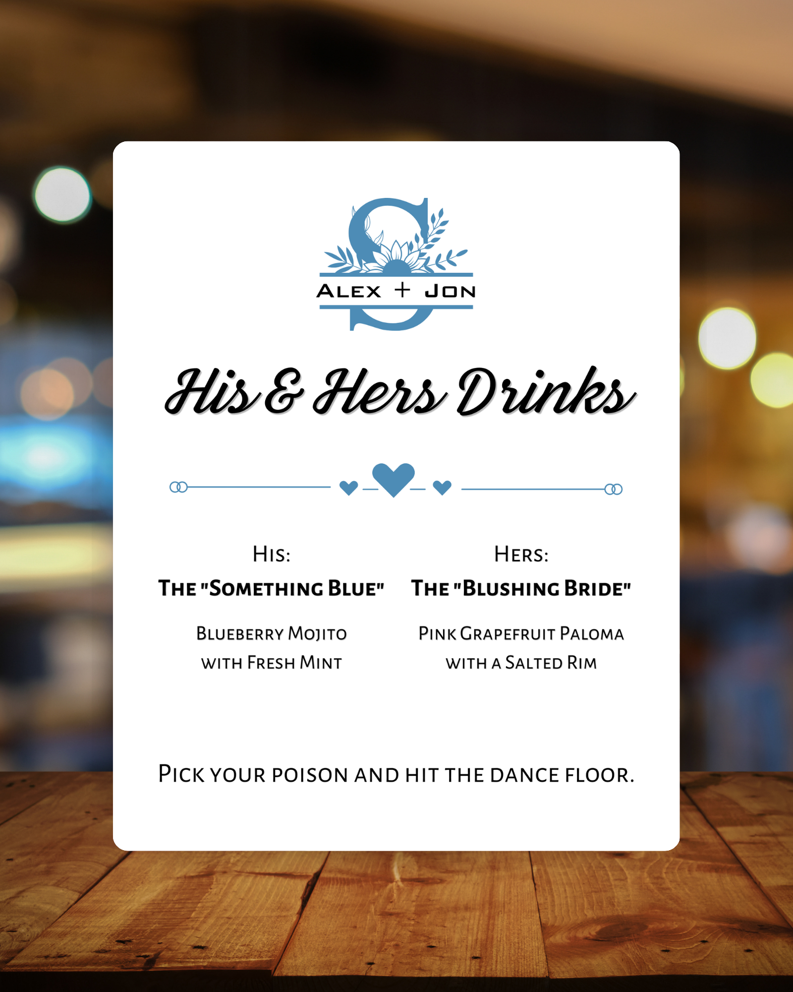 Knot Series Dining Easel Signs